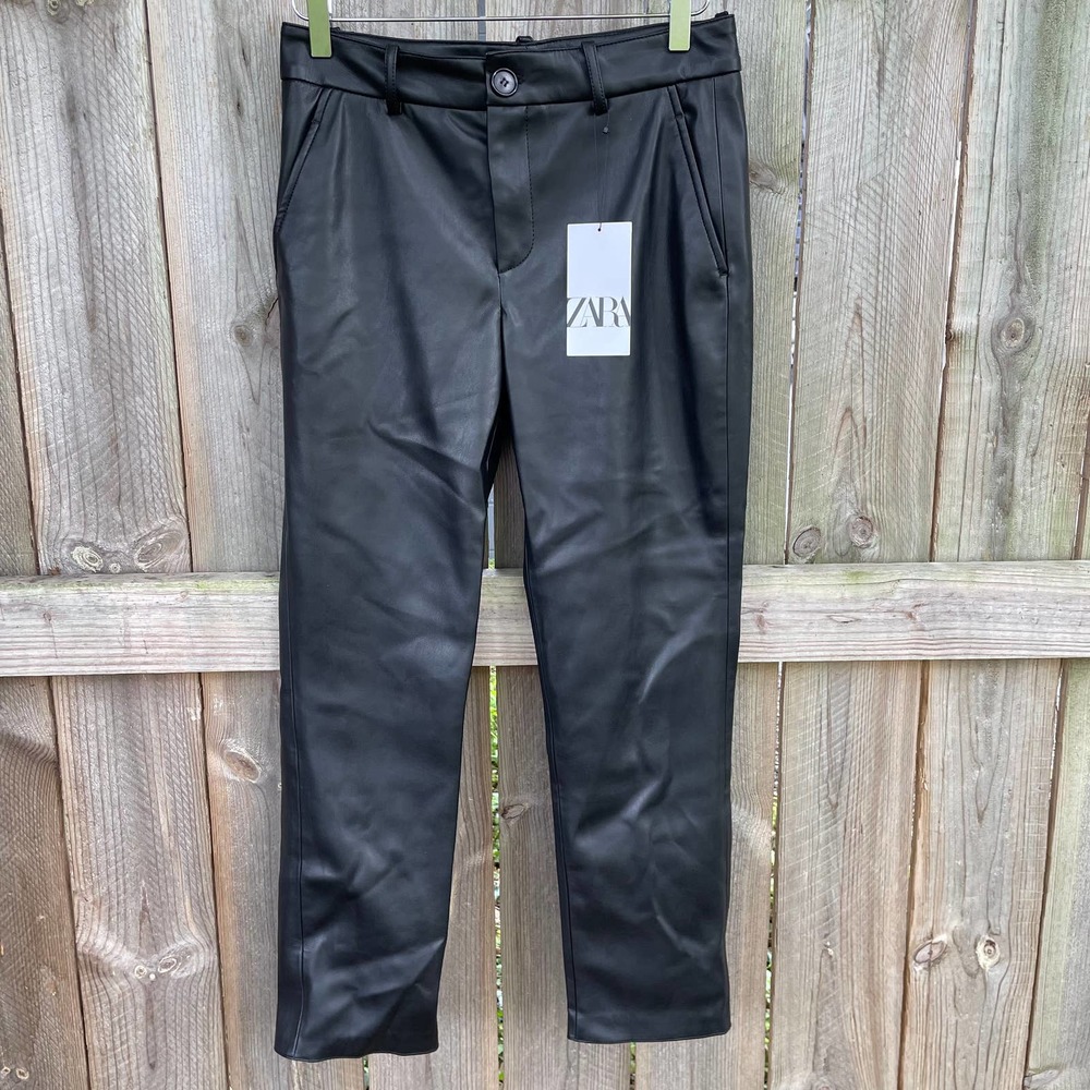 NWT Zara Pants Faux Leather black Size Small